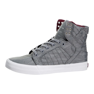 Baskets Montantes Supra SkyTop HF Grise Steel/Burgundy-White Femme | TLK-45658103